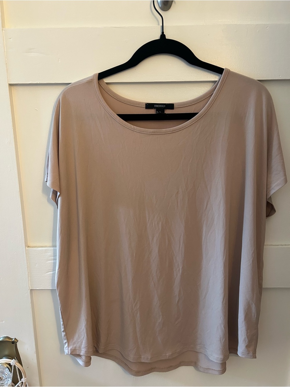 Forever 21 Taupe Scoop-Neck Short Sleeve Top